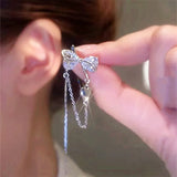 Crystal Bow Tie Clip Earring Cubic Zirconia Bead Ear Cuff