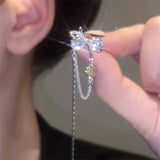 Crystal Bow Tie Clip Earring Cubic Zirconia Bead Ear Cuff