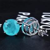Paraiba Tourmaline Stone Stud Earrings Round 10*10mm Women Anniversary Gift