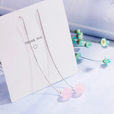 925 Silver Rose Quartz Long Drop Earrings Wedding