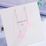 925 Silver Rose Quartz Long Drop Earrings Wedding