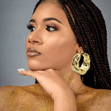 24k Dubai Plated Hoop Earrings Statement Hollow Out Jewelry