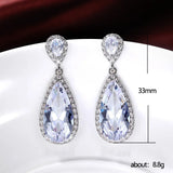 Water Drop Zircon Gemstone Earrings 925 Silver Wedding Party Gift