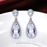 Water Drop Zircon Gemstone Earrings 925 Silver Wedding Party Gift