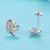 925 Silver Heart Shape Stud Earrings Zircon Gemstone Wedding Engagement Party Gi
