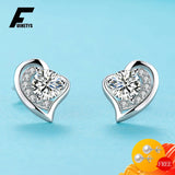 925 Silver Heart Shape Stud Earrings Zircon Gemstone Wedding Engagement Party Gi