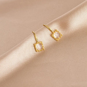 Square Zircon Gemstone Drop Earrings Wedding Bridal Party Ear Accessories