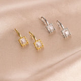 Square Zircon Gemstone Drop Earrings Wedding Bridal Party Ear Accessories