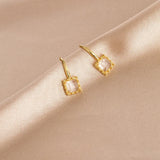 Square Zircon Gemstone Drop Earrings Wedding Bridal Party Ear Accessories