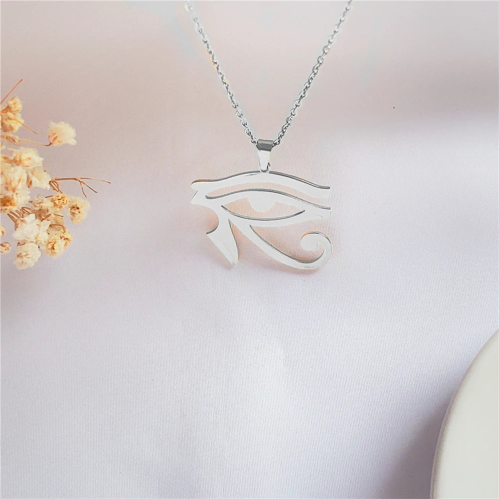 Egypt Eye Of Horus Charms Pendant Necklaces Stainless Steel Chain Necklace