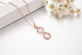 Simulated Diamond Pendant 925 Silver & Rose Wedding Necklace