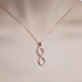 Simulated Diamond Pendant 925 Silver & Rose Wedding Necklace