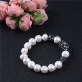 Elastic Pearl Bracelet with Zircon Ball