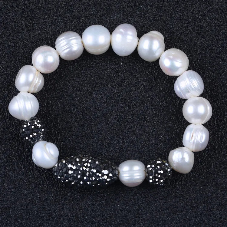 Elastic Pearl Bracelet with Zircon Ball