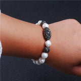 Elastic Pearl Bracelet with Zircon Ball