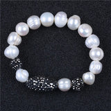 Elastic Pearl Bracelet with Zircon Ball