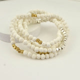 5-Layer Stone Beads Bracelet with Metallic Accents