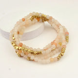 5-Layer Stone Beads Bracelet with Metallic Accents