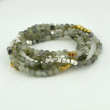 5-Layer Stone Beads Bracelet with Metallic Accents