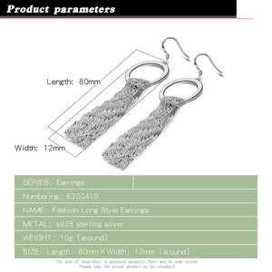 925 Sterling Silver Long Tassel Earrings Women Allergy-Free Charm Jewelry