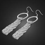 925 Sterling Silver Long Tassel Earrings Women Allergy-Free Charm Jewelry