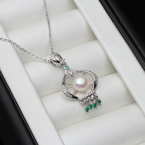 925 Silver Pearl Pendant Necklace Women Wedding
