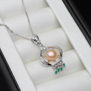 925 Silver Pearl Pendant Necklace Women Wedding