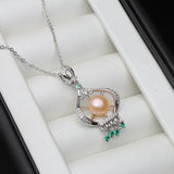 925 Silver Pearl Pendant Necklace Women Wedding