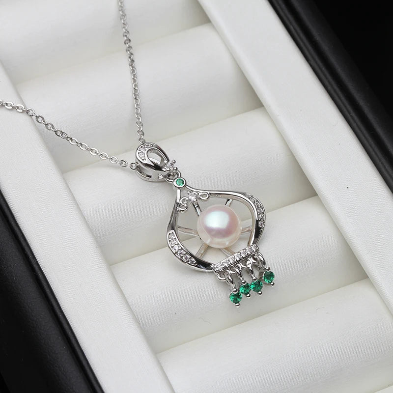 925 Silver Pearl Pendant Necklace Women Wedding