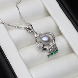925 Silver Pearl Pendant Necklace Women Wedding