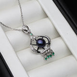 925 Silver Pearl Pendant Necklace Women Wedding