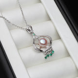 925 Silver Pearl Pendant Necklace Women Wedding