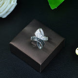 Angel Wing CZ Pave Women Bridal Engagement Ring R-06