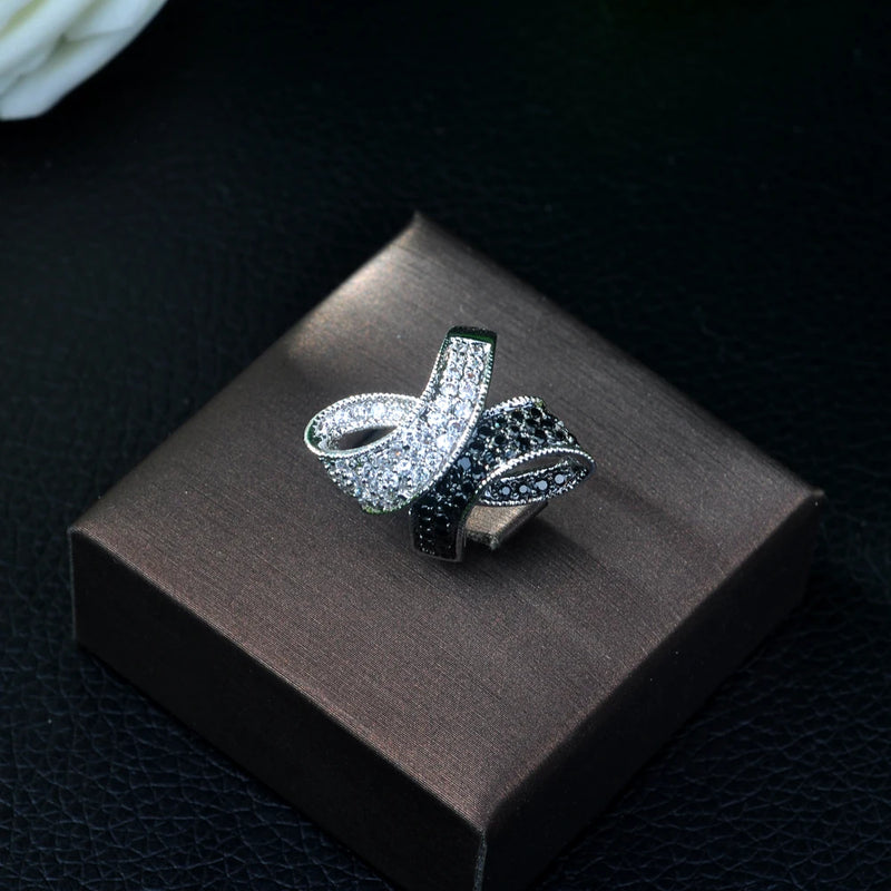 Angel Wing CZ Pave Women Bridal Engagement Ring R-06