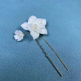 Ceramic Flower Bride Hair Pins Wedding Tiara