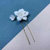 Ceramic Flower Bride Hair Pins Wedding Tiara