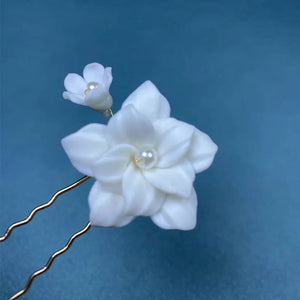 Ceramic Flower Bride Hair Pins Wedding Tiara