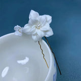Ceramic Flower Bride Hair Pins Wedding Tiara