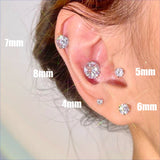 Crystal Magnetic Ear Clip Zircon Heart Stud Earrings