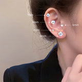 Crystal Magnetic Ear Clip Zircon Heart Stud Earrings