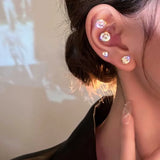 Crystal Magnetic Ear Clip Zircon Heart Stud Earrings