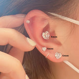 Crystal Magnetic Ear Clip Zircon Heart Stud Earrings
