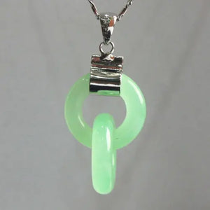 Double Circle Green Jades Pendant Necklace