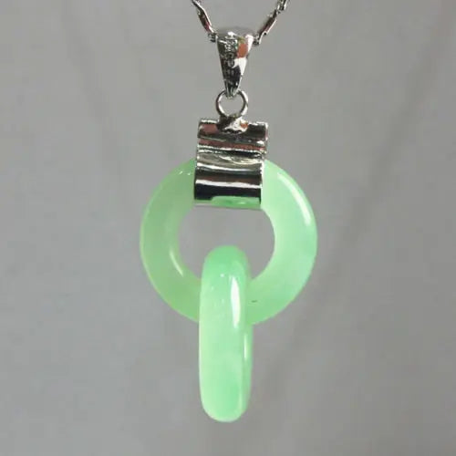 Double Circle Green Jades Pendant Necklace