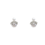 Double Sides Pearl Stud Earring Two Ball Crystal Statement Earrings