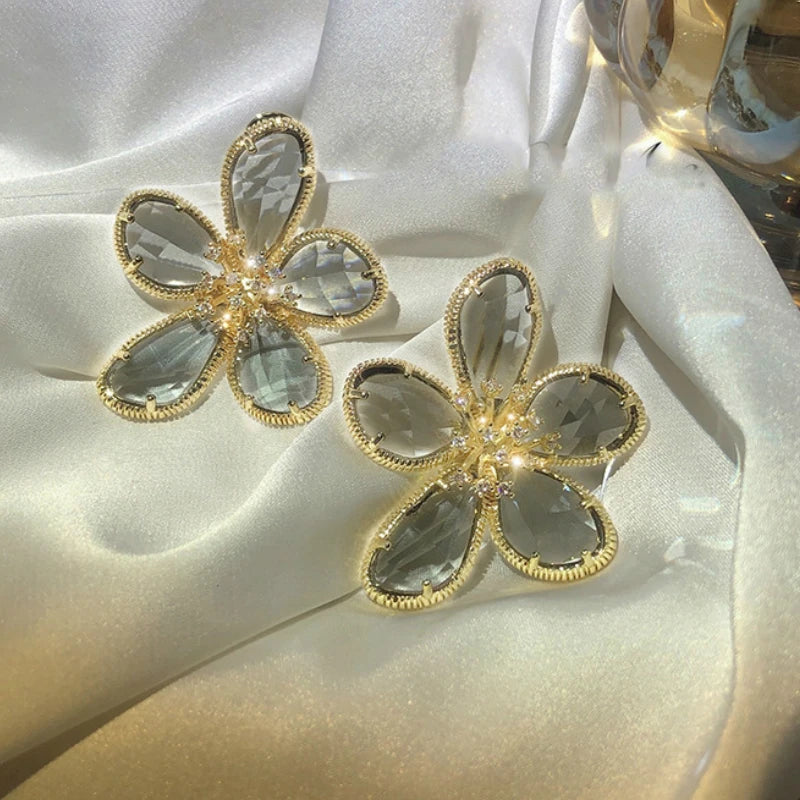 Flower Crystal Bridal Earrings Wedding Jewelry