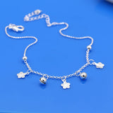 Silver Flower Pendant Anklets for Women