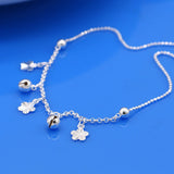 Silver Flower Pendant Anklets for Women