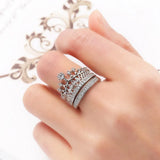 Crown Zircon Ring 2-in-1 Fashionable Lady Gift