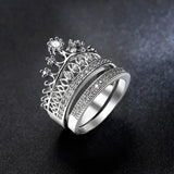 Crown Zircon Ring 2-in-1 Fashionable Lady Gift